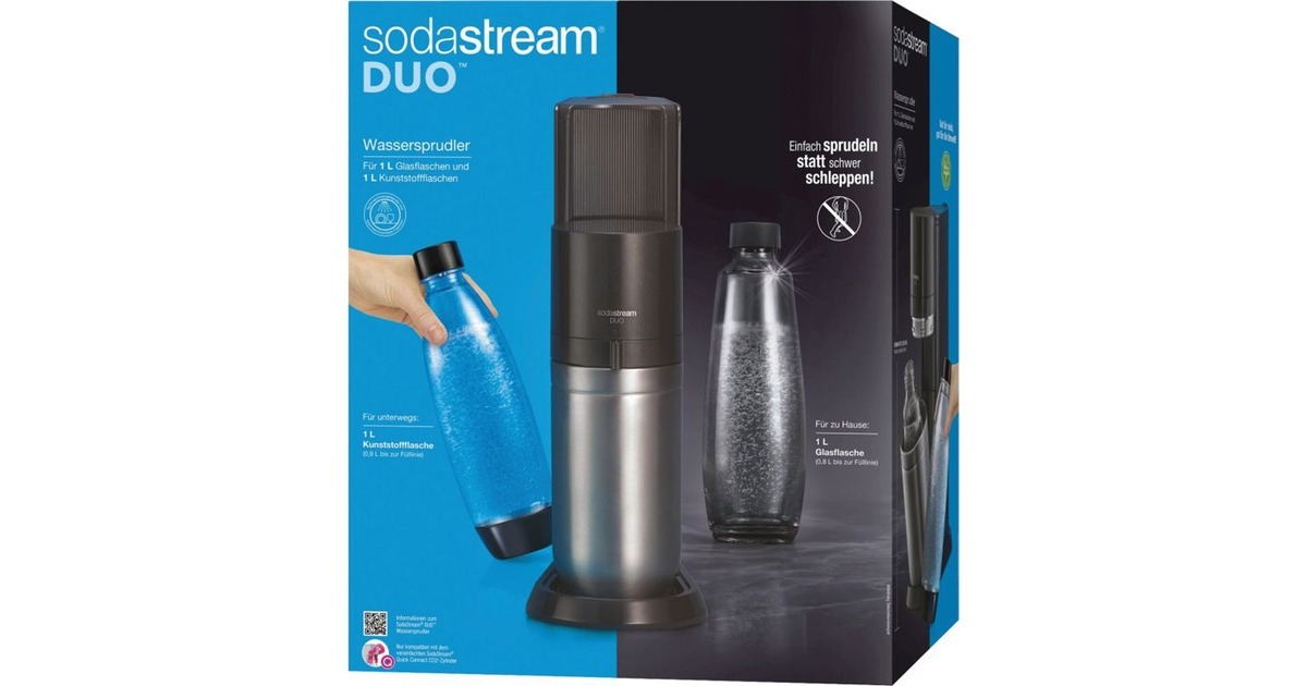 SodaStream Wassersprudler Duo Titan 1+1 inkl. Glasflasche,  Kunststoffflasche, CO₂-Zylinder