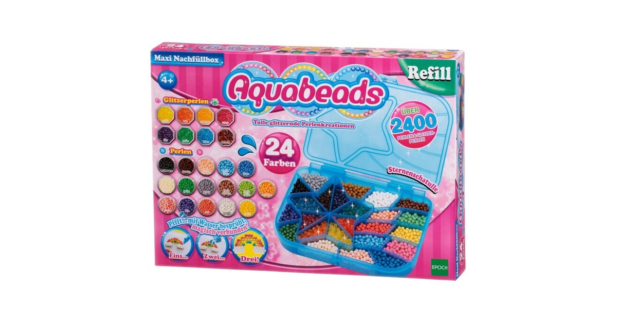 Aquabeads Maxi Nachfüllbox 79958 Bastel-Set Epoch-Traumwiesen 2400 Perlen