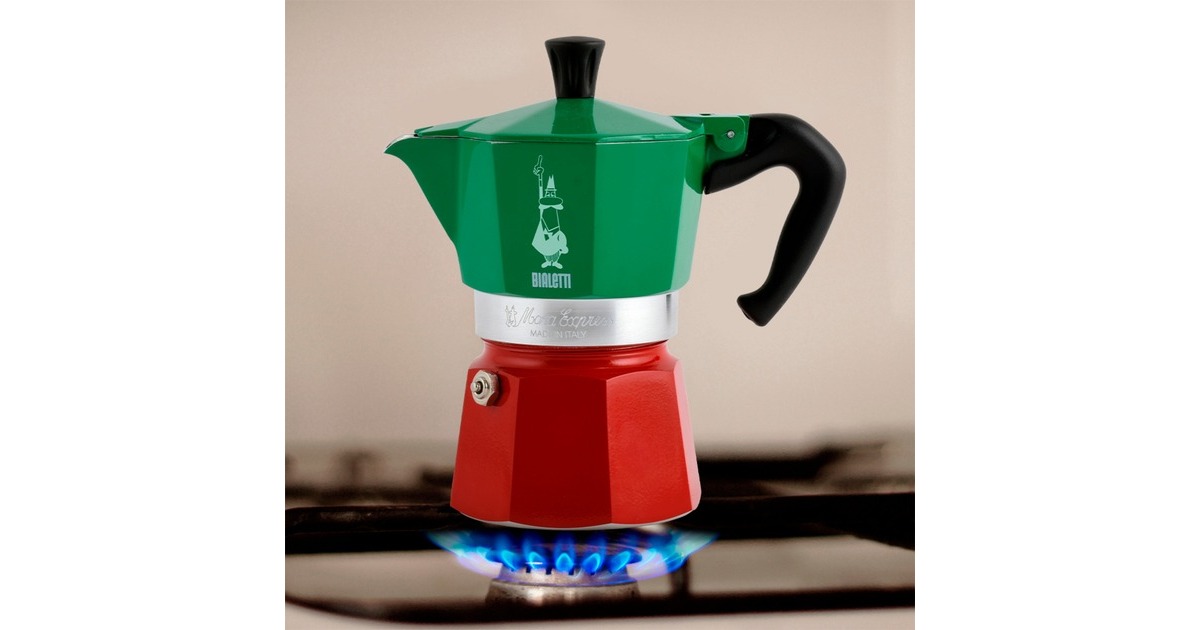 Bialetti Moka Express Tricolore Espressomaschine gr n rot 3 Tassen