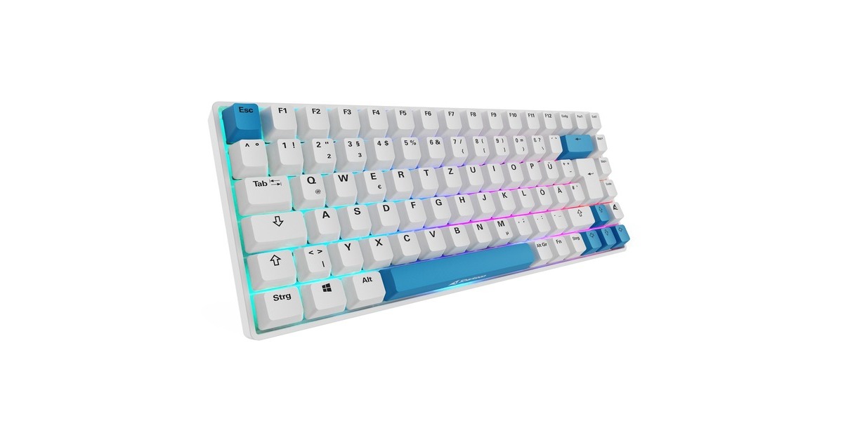 Sharkoon SKILLER SGK50 S3 PBT, GamingTastatur weiß/hellblau, DELayout, Gateron G Pro 3.0 Yellow