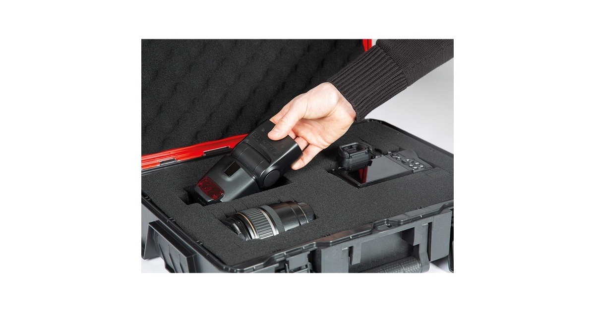 Einhell Systemkoffer E-Case S-F incl. dividers, Werkzeugkiste schwarz/rot,  mit Trennelementen