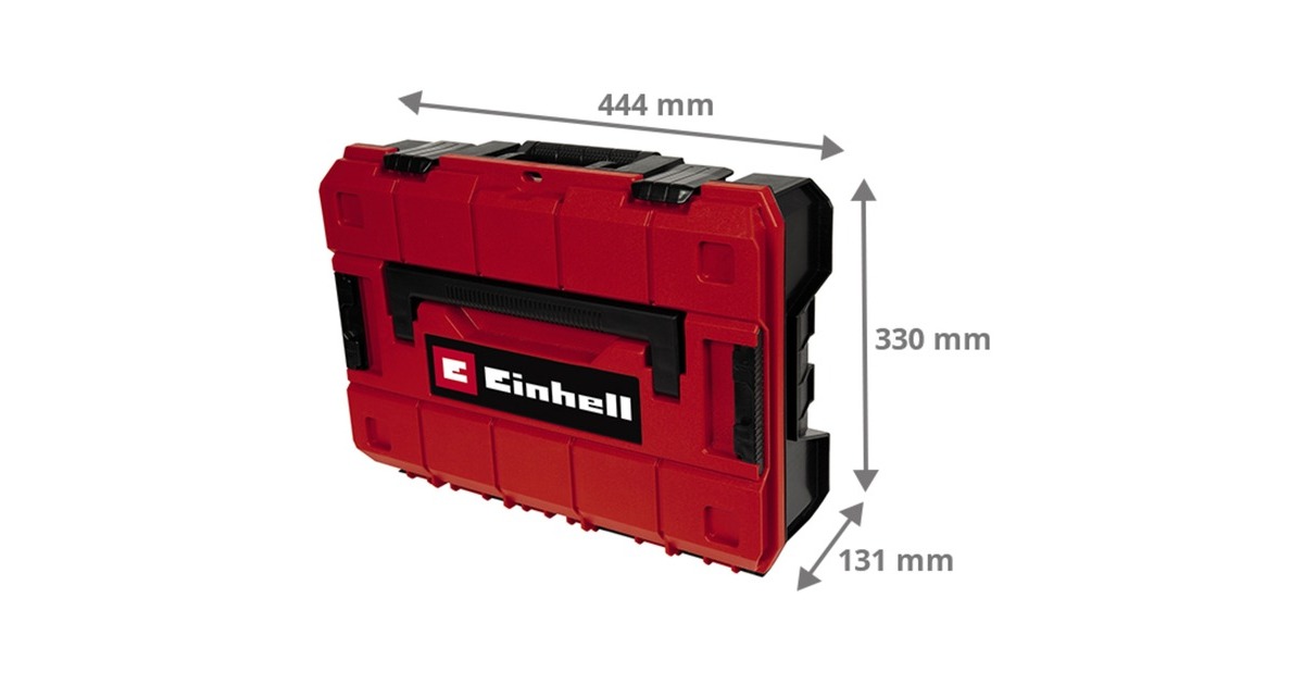 Einhell Systemkoffer E-Case schwarz/rot, grid incl. foam, Werkzeugkiste Rasterschaumstoffeinlage mit S-F