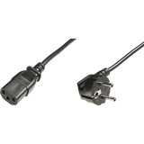 Digitus Netzanschlusskabel schwarz, 1,80 Meter, Kaltgeräte-Buchse, Stecker 90° abgewinkelt