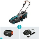 GARDENA Akku-Rasenmäher PowerMax 37/36V P4A Ready-To-Use Set, 36Volt (2x18V) schwarz/grau, 2x Li-Ion Akku 4,0Ah, POWER FOR ALL ALLIANCE