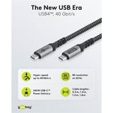 goobay USB4 Gen 3x2 Kabel, USB-C Stecker > USB-C Stecker, 40Gbit/s schwarz/grau, 1 Meter, PD, Laden mit bis zu 240 Watt
