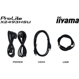 iiyama ProLite X2493HSU-B1, LED-Monitor 60.5 cm (23.8 Zoll), schwarz (matt), FullHD, IPS, HDMI, DP, USB-Hub, Adaptive-Sync, 120Hz Panel