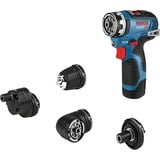 Bosch Professional Akku-Bohrschrauber GSR 12V-35 FC Professional, 12Volt blau/schwarz, 2x Li-Ionen Akku 3,0Ah, mit FlexiClick Aufsätzen, L-BOXX