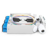 Digitus LWL-Hutschienenbox OS2 bestückt SC-Adapter und Pigtail, Spleißbox 