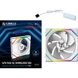 Lian Li UNI FAN SL120 Wireless, Gehäuselüfter weiß, Reverse, 124.5 mm
