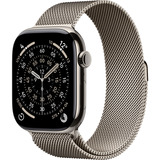Apple Watch Series 11, Smartwatch Titan Natur, Titangehäuse, 46 mm, Milanaise Armband natur M/L, Cellular