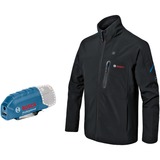 Bosch Professional Heat+Jacket GHJ 12+18V Kit Größe 3XL, Arbeitskleidung schwarz, inkl. Ladeadapter GAA 12V-21, 1x 12-Volt-Akku