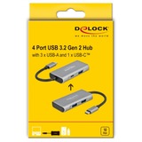 DeLOCK Externer USB 3.2 Gen 2 USB Type-C Hub, USB-Hub grau, USB-C