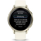Garmin Venu 4 - 41 mm, Smartwatch Beige/Lunargold, Silikon-Armband in Bone