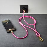 Intenso Handykette und Lade-/Datenkabel Cell Phone Charging Lanyard neon-pink, 1,65 Meter, USB-C, PD3.0 / QC4.0, Nylon