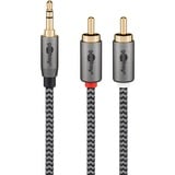 goobay Plus Audio Adapterkabel AUX 3,5mm Klinke > Stereo-Cinch Stecker schwarz/silber, 0,5 Meter