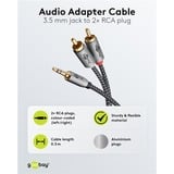 goobay Plus Audio Adapterkabel AUX 3,5mm Klinke > Stereo-Cinch Stecker schwarz/silber, 0,5 Meter