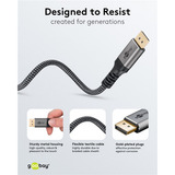 goobay Plus DisplayPort 2.0/2.1 Kabel, 8K @ 144Hz, 54 Gbit/s grau, 3 Meter