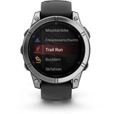 Garmin fēnix E - 47mm, AMOLED, Smartwatch Schwarz/Silber, Silikon-Armband, Edelstahl