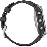 Garmin fēnix E - 47mm, AMOLED, Smartwatch Schwarz/Silber, Silikon-Armband, Edelstahl