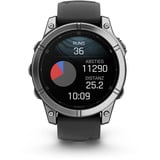 Garmin fēnix E - 47mm, AMOLED, Smartwatch Schwarz/Silber, Silikon-Armband, Edelstahl