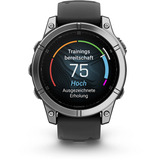 Garmin fēnix E - 47mm, AMOLED, Smartwatch Schwarz/Silber, Silikon-Armband, Edelstahl