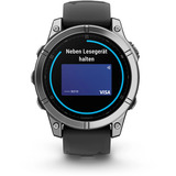 Garmin fēnix E - 47mm, AMOLED, Smartwatch Schwarz/Silber, Silikon-Armband, Edelstahl