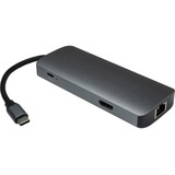 Inter-Tech Argus H-428 7in1 Adapter dunkelsilber, USB-A, USB-C, HDMI, RJ-45