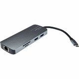 Inter-Tech Argus H-428 7in1 Adapter dunkelsilber, USB-A, USB-C, HDMI, RJ-45