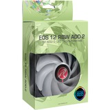 RAIJINTEK EOS 12 RBW ADD -2 120x120x25, Gehäuselüfter schwarz/transparent, 2 Stück, inkl. 8-Port Hub, Fernbedienung, 120 mm