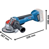 Bosch Professional X-LOCK Akku-Winkelschleifer GWX 18V-10 P Professional solo, 18Volt blau/schwarz, ohne Akku und Ladegerät, in L-BOXX