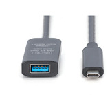Digitus Aktives USB 3.2 Gen 2 Verlängerungskabel, USB-C Stecker > USB-A Buchse schwarz, 5 Meter, Repeater Kabel