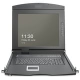 Digitus Modulare HD LCD KVM Konsole mit 19" TFT 8 Port HDMI, KVM-Switch schwarz, deutsches Tastaturlayout, 8 Port HDMI KVM-Switch, Touchpad