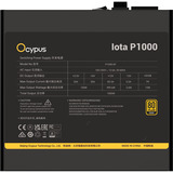 Ocypus Iota P1000 Black, PC-Netzteil schwarz, 1x 12-Pin High Power GPU, 3x PCIe, Kabelmanagement, 1000 Watt