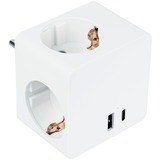 Good Connections kabelmeister Steckdosenwürfel 3-fach, 2x USB, Steckdosenleiste weiß, 1x USB-C PD 3.0 20W, 1x USB-A 18W