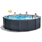 Intex Frame Pool Set Graphit Ø 478 x 124cm, Schwimmbad dunkelgrau/blau, mit Sandfilteranlage
