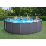 Intex Frame Pool Set Graphit Ø 478 x 124cm, Schwimmbad dunkelgrau/blau, mit Sandfilteranlage