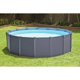 Intex Frame Pool Set Graphit Ø 478 x 124cm, Schwimmbad dunkelgrau/blau, mit Sandfilteranlage