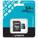 Kingston Canvas Go! Plus 64 GB microSDXC, Speicherkarte schwarz, UHS-I U3, Class 10, V30, A2