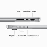 Apple MacBook Pro (14") 2023, Notebook silber, 36 GB, 2 TB (2 TB SSD), M3 Pro 18-Core GPU, MacOS, Deutsch
