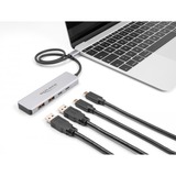 DeLOCK USB 10 Gbps USB Type-C Hub mit 2 x USB Typ-A und 2 x USB Type-C, USB-Hub grau