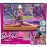 Mattel Barbie Turnspaß-Spielset, Puppe mit mehr als 10 Zubehörteilen und Drehfunktion