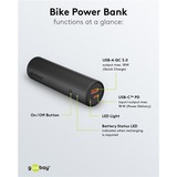 goobay Bike-Powerbank 5.0 schwarz, 5.000 mAh, Power Delivery, Quick Charge