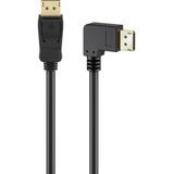 goobay Kabel DisplayPort Stecker 90° > DisplayPort Stecker, 8K / 144Hz schwarz, 3 Meter, 1 Stecker 90° seitlich abgewinkelt, 54 Gbit/s, DisplayPort 2.0 / 2.1