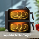 Philips Doppel-Heißluftfritteuse NA462/70 schwarz, 2.750 Watt, 2 Körbe je 5 Liter