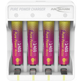 Ansmann Lithium-Ladegerät Pure Power Set 4× Micro AAA Akkus und Lademodul weiß/mehrfarbig