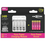 Ansmann Lithium-Ladegerät Pure Power Set 4× Micro AAA Akkus und Lademodul weiß/mehrfarbig