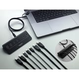 DeLOCK USB 10 Gbps Hub mit 3 USB Type-C und 4 USB Typ-A Ports, USB-Hub schwarz