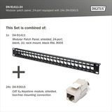 Digitus Modulares Patchpanel, 24-Port, bestückt mit 24x DN-93615 schwarz, 1 HE, Rack Mount, geschirmt