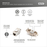 Digitus Modulares Patchpanel, 24-Port, bestückt mit 24x DN-93615 schwarz, 1 HE, Rack Mount, geschirmt