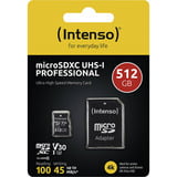 Intenso UHS-I Professional 512 GB microSDXC, Speicherkarte schwarz, UHS-I U3, Class 10
